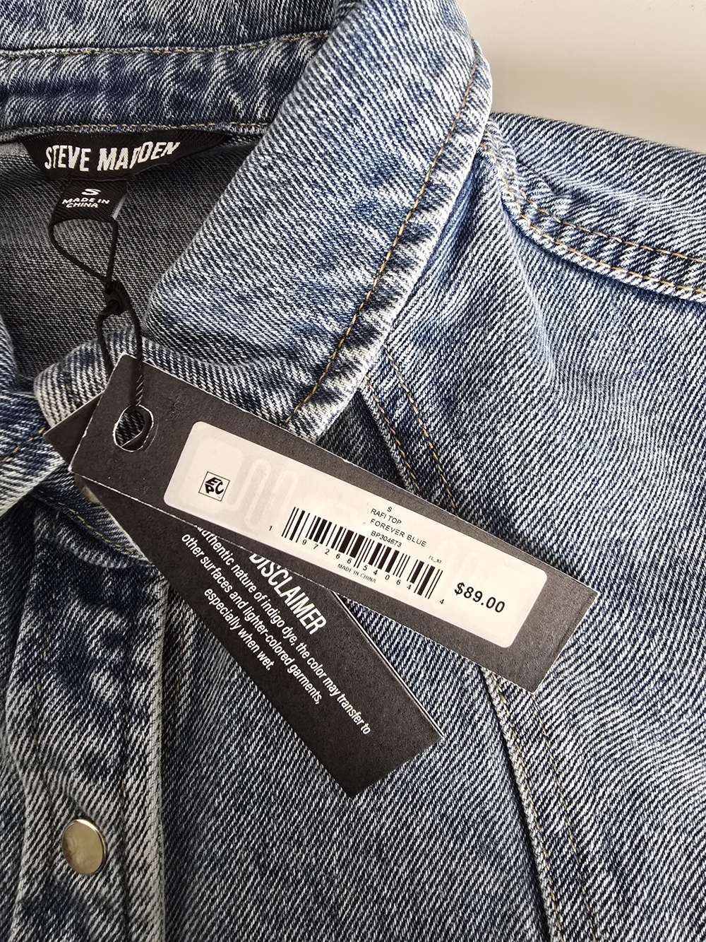 Steve Madden Rafi Denim Shirt Jacket Women S Blue NWT Cropped Shacket - Picture 7 of 7